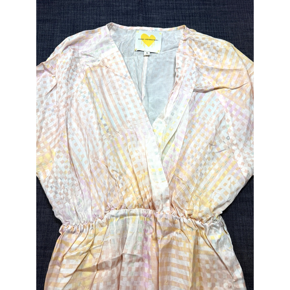 Kerri Rosenthal Reign Maxi Wrap Dress Pastel Plaid Romantic Boho Cottage Core M - Picture 11 of 11